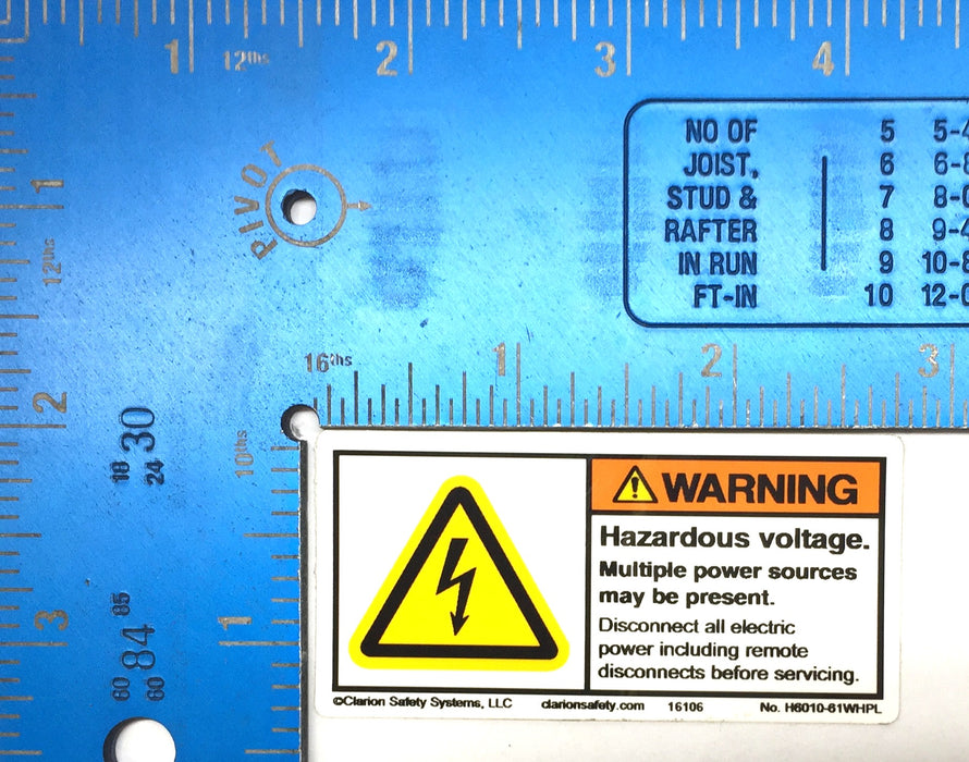 Clarion 2.75" x 1.35" Warning Hazardous Voltage Sticker H6010-61WHPL [Lot of 10]