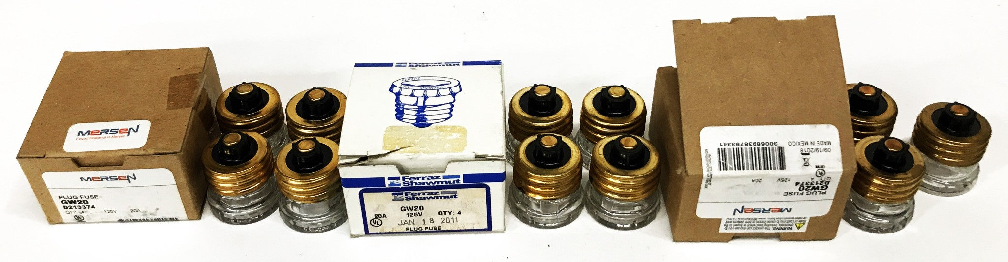 Mersen/Shawmut 20 Amp Plug Fuses GW20 [Lot of 11] NOS