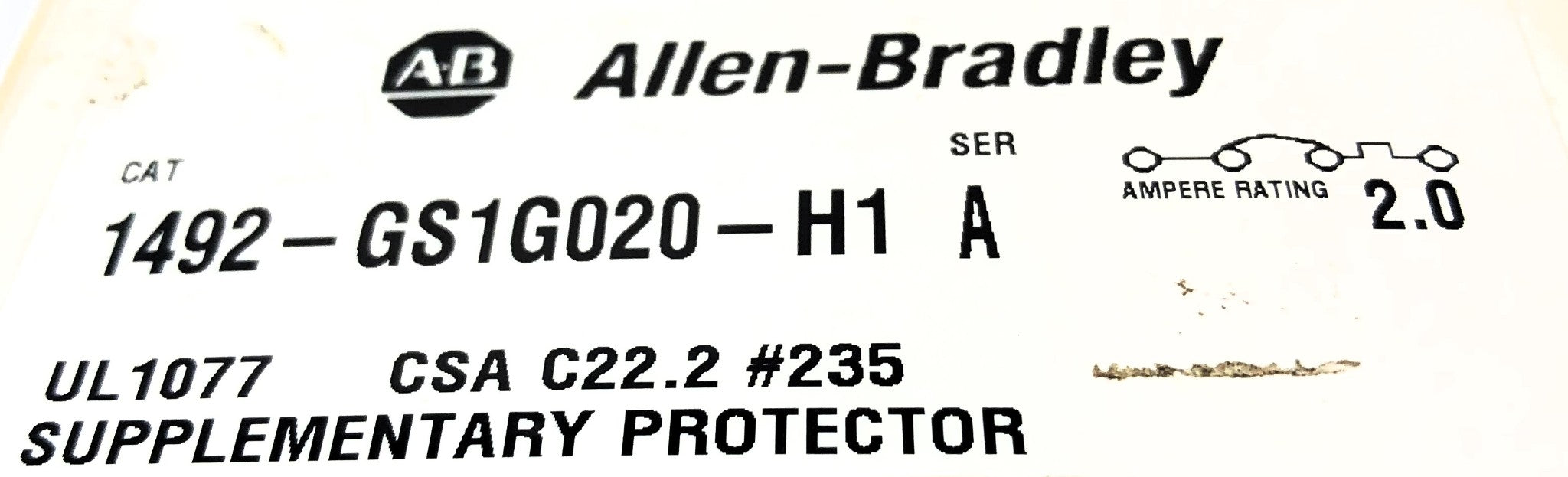 Allen-Bradley 2 AMP Series A Circuit Breaker 1492-GS1G020-H1 NOS