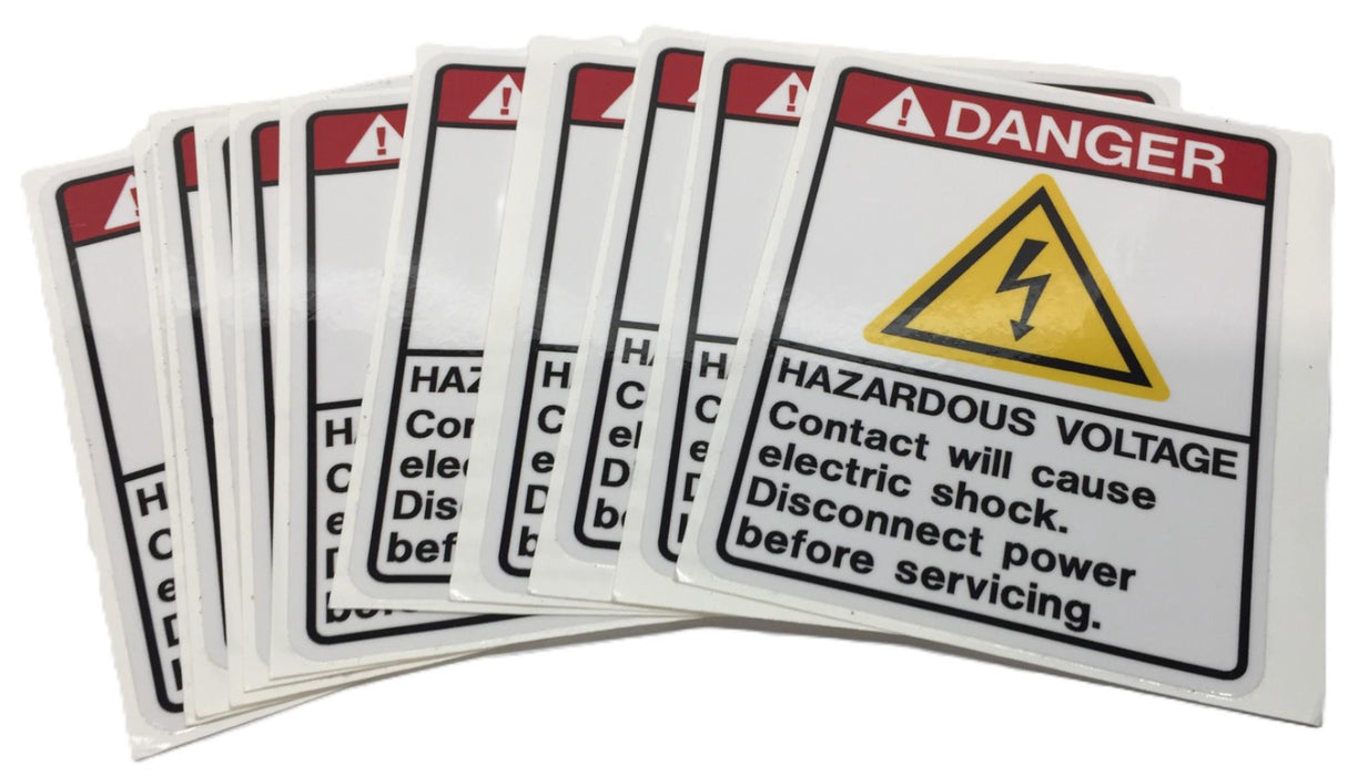 Unbranded 4" x 5" Vinyl 'DANGER Hazardous Voltage' Label Sticker [Lot of 11] NOS