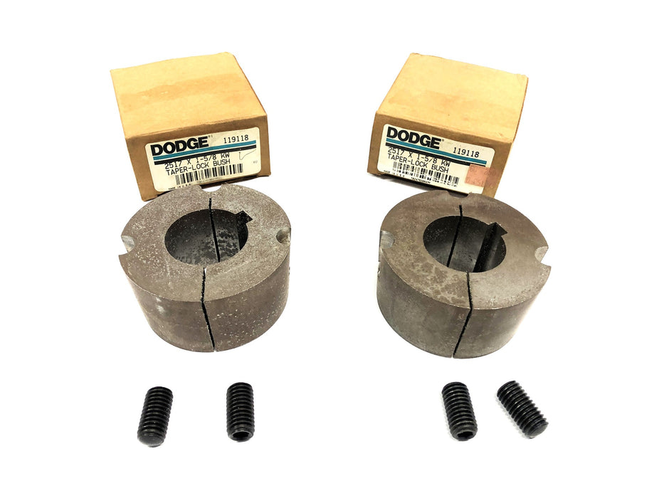 Dodge KW Split Taper Bushing With Set Screws 2517X1-5/8 [Lot of 2] NOS