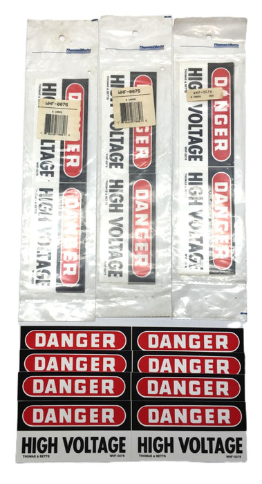 T & B 4-1/2"x 2-3/8" 'DANGER-High Voltage' Sticker WHF-0076 [Lot of 19] NOS