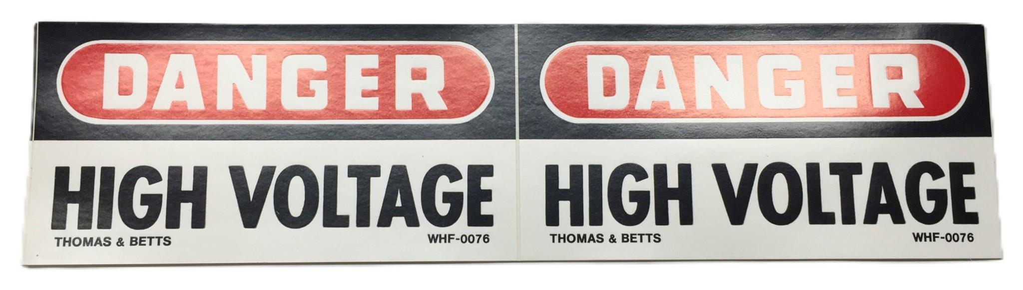 T & B 4-1/2"x 2-3/8" 'DANGER-High Voltage' Sticker WHF-0076 [Lot of 19] NOS