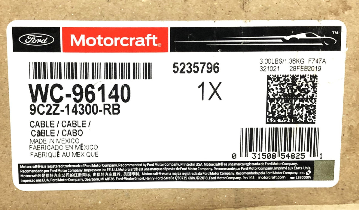 Ford Motorcraft Cable WC-96140 (9C2Z-14300-RB) NOS