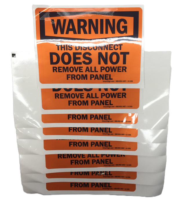 Smart Sign Orange 5" x 7" 'WARNING' Vinyl Sticker S-1151 [Lot of 8] NOS