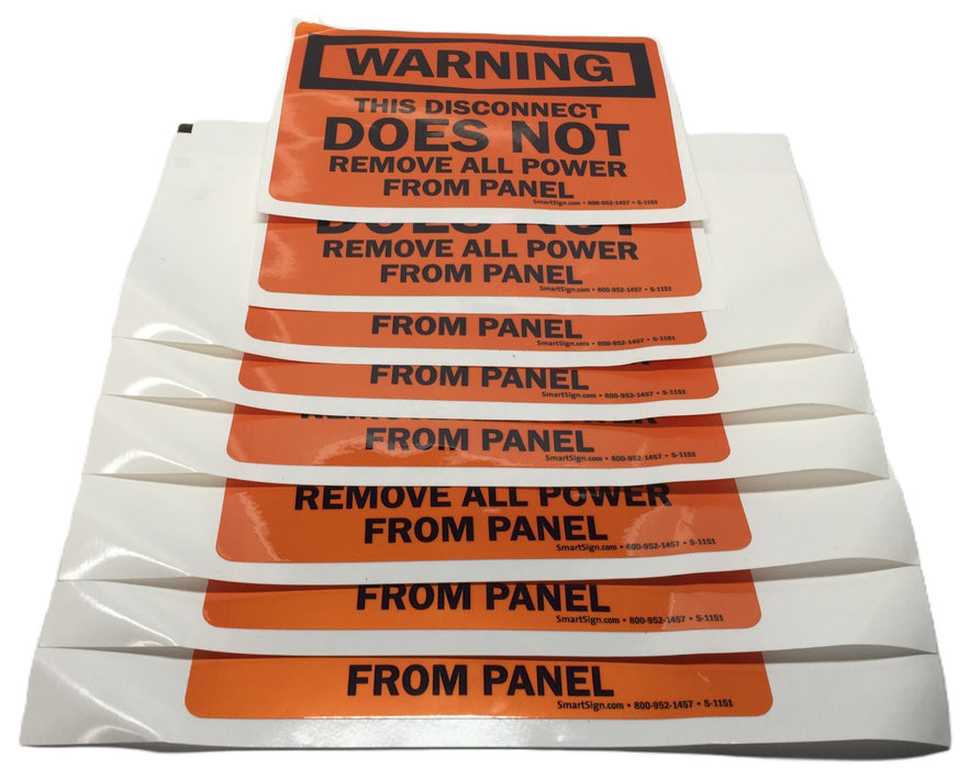 Smart Sign Orange 5" x 7" 'WARNING' Vinyl Sticker S-1151 [Lot of 8] NOS