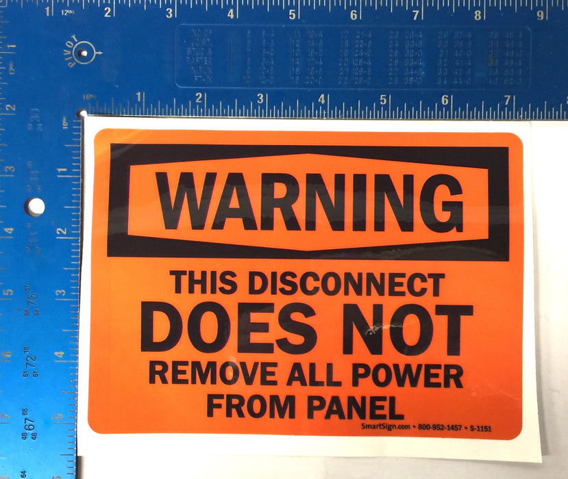 Smart Sign Orange 5" x 7" 'WARNING' Vinyl Sticker S-1151 [Lot of 8] NOS