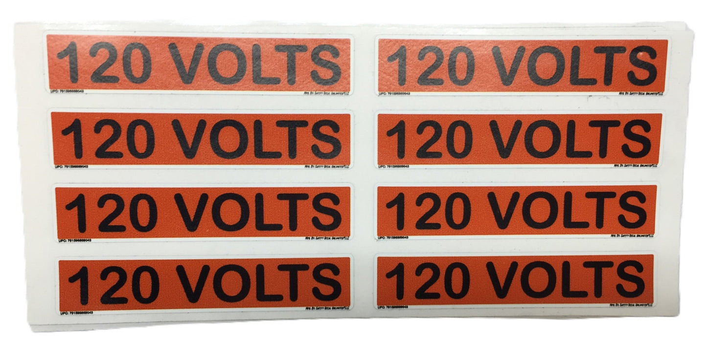 Safety Decal Unltd' .75"x3.5" Label '120 VOLTS' Sticker 761595869043 [Lot of 4]