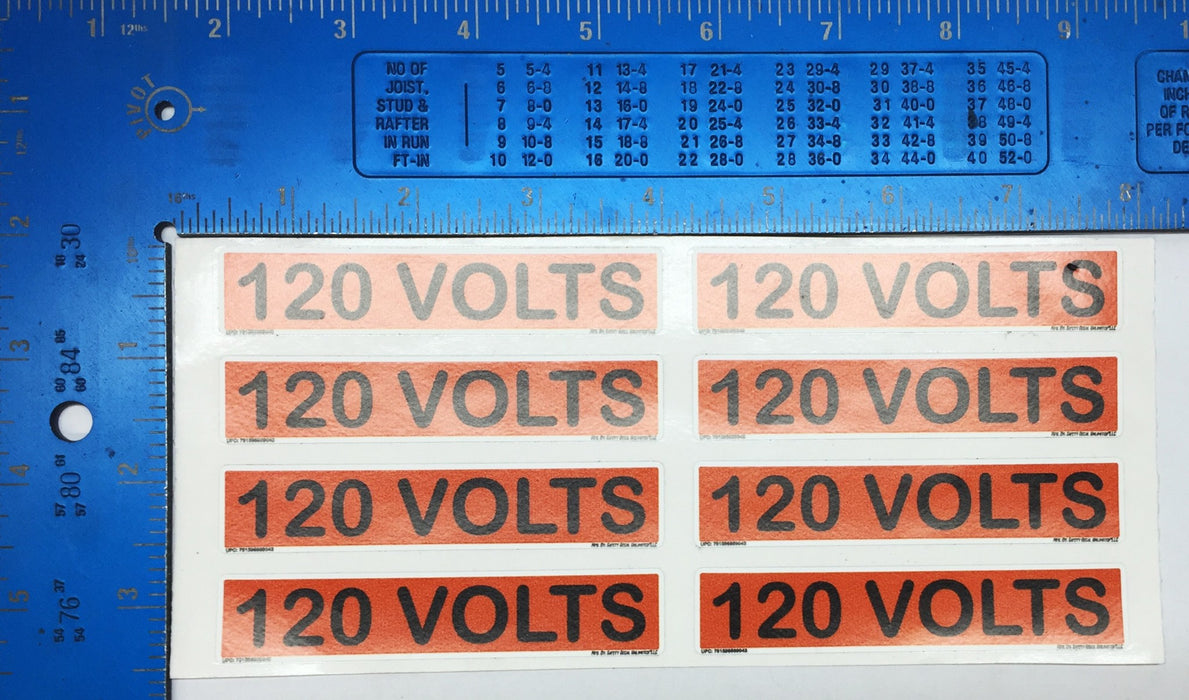Safety Decal Unltd' .75"x3.5" Label '120 VOLTS' Sticker 761595869043 [Lot of 4]