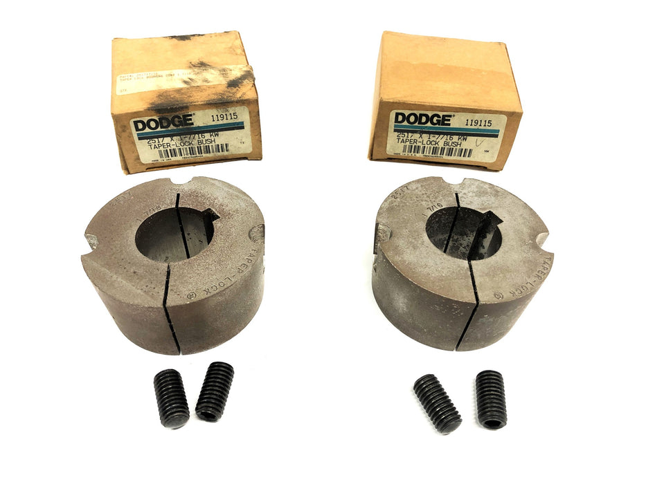 Dodge KW Split Taper Bushing With Set Screws 2517X1-7/16 [Lot of 2] NOS