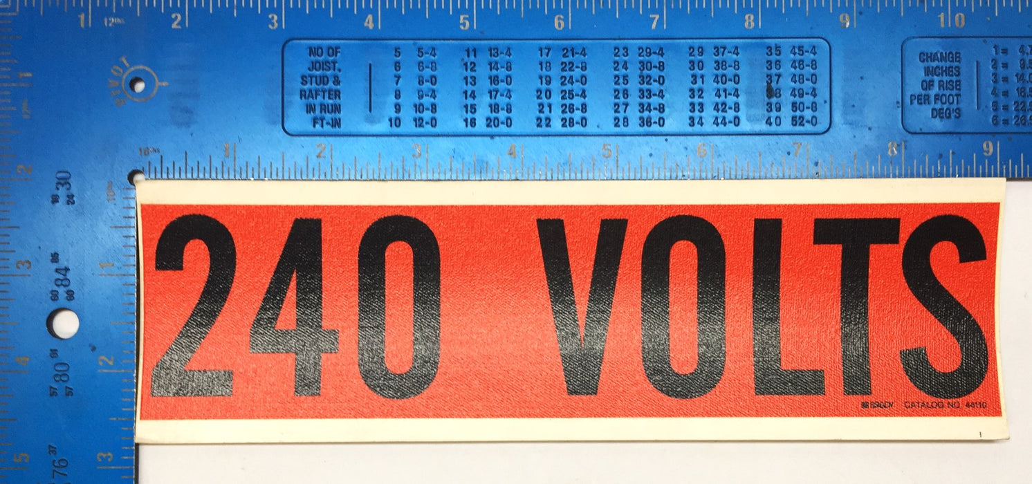 Brady 9"x2.25" Orange/Black Vinyl Cloth '240 VOLTS' Sticker 44110 [Lot of 21]NOS
