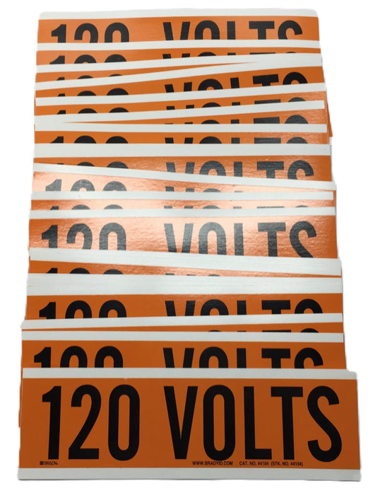 Brady 120 VOLTS Sticker 2.25" x 8.5" Black/Orange 44104 [Lot of 21] NOS