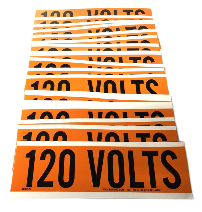 Brady 120 VOLTS Sticker 2.25" x 8.5" Black/Orange 44104 [Lot of 21] NOS
