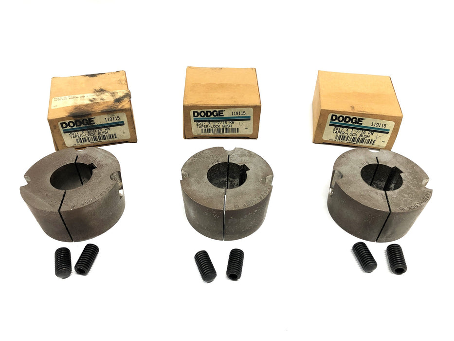 Dodge KW Split Taper Bushing With Set Screws 2517X1-7/16 [Lot of 3] NOS
