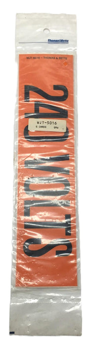 Thomas & Betts '240 VOLTS' Sticker Pack(5pcs) 9"x2.25" Black/Orange WJT-5016 NOS