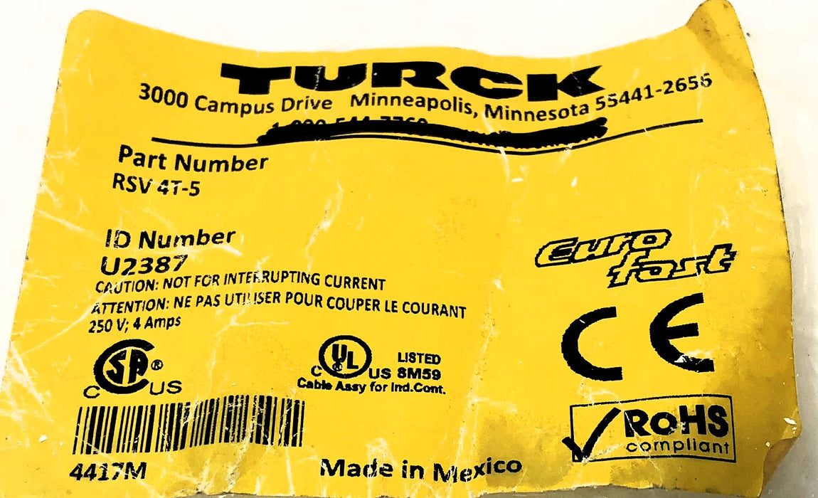 TURCK Automation Cable RSV 4T-5 NOS