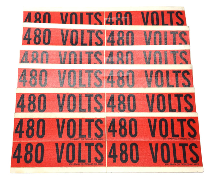 Brady '480 VOLTS' Black/Orange Vinyl Fabric Sticker Pack (6pcs) 44215 NOS