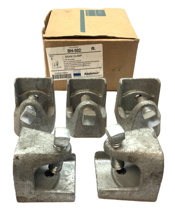 Appleton 3/8-16 Threaded 1-Jaw Clamp Malleable Iron Clamp Pack (5pcs) BH-502 NOS