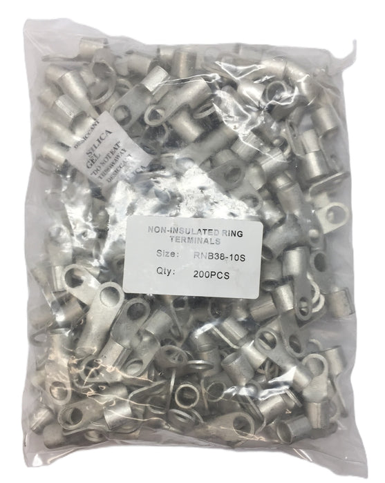 Unbranded Non-Insulated Ring Terminal Pack RNB38-10S(200pcs)(RING-2-3/8-NINS)NOS