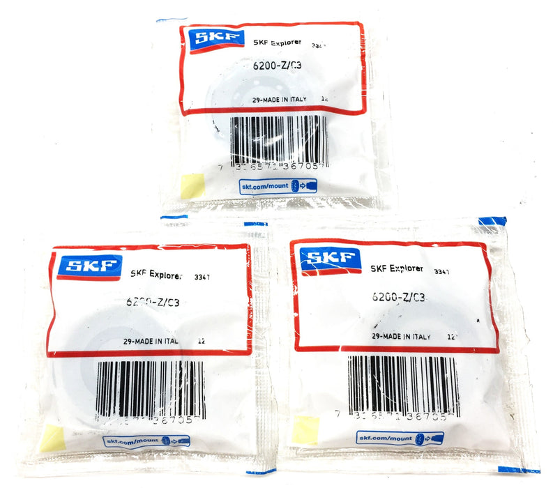SKF Sealed Roller Bearing 6200ZC3 [Lot of 3] NOS