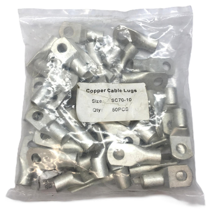 Copper Cable Lugs Uninsulated Cable Ring Terminal SC70-10 [Lot of 50] NOS