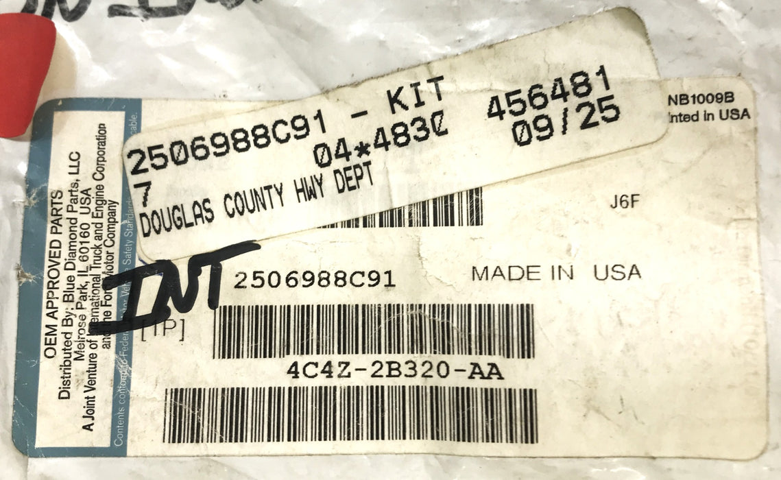 International Plastic Air Tank Check Valve Kit 2506988C91 NOS