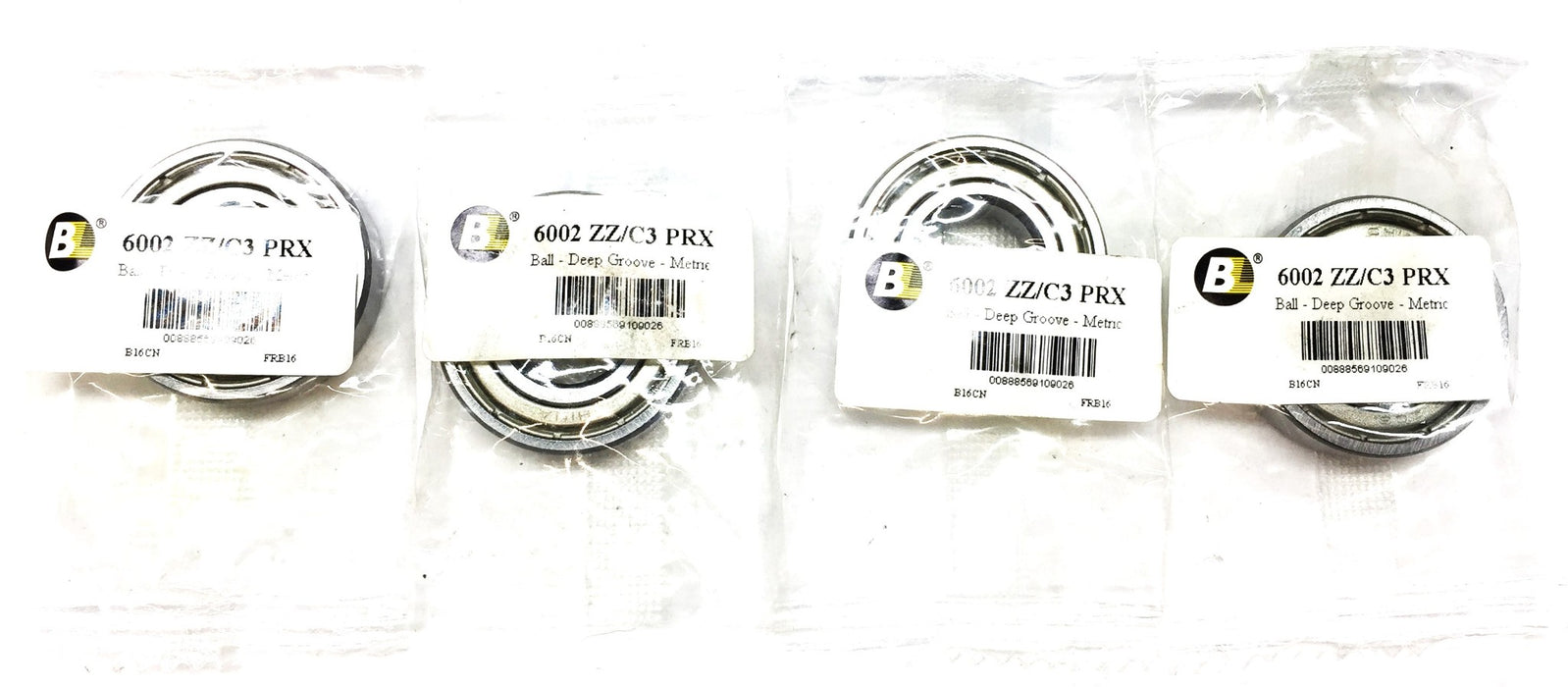 BL Single Row Ball Bearing 6002ZC3 (6002ZZC3PRX) [Lot of 4] NOS