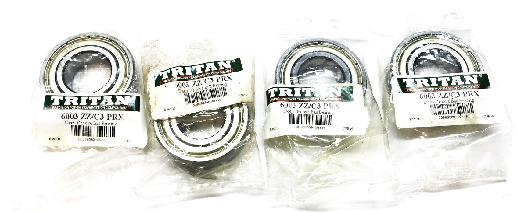 Tritan Single Row Ball Bearing 6003ZC3 (6003ZZC3PRX) [Lot of 4] NOS