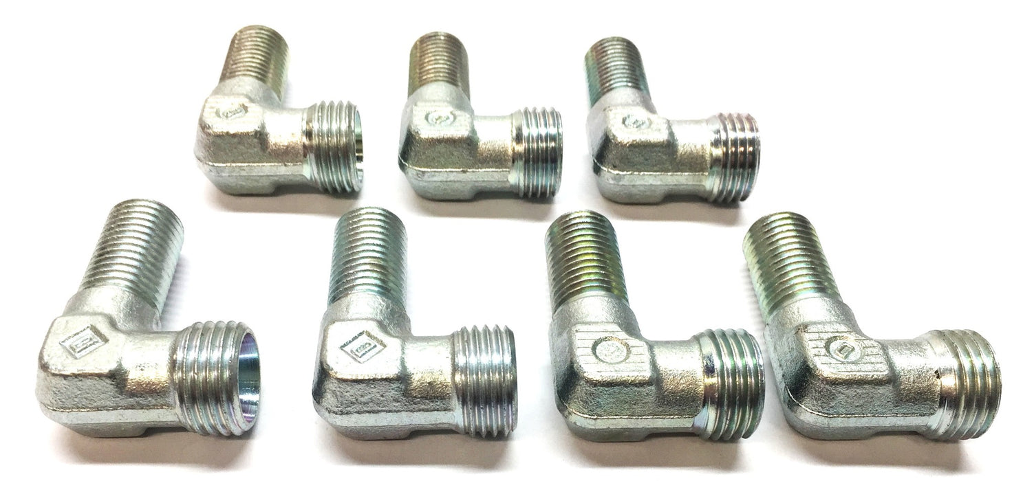 Wira Steel 90-Degree 1/2"-20 Male x M16-1.5 Male Threaded Elbow Fitting NOS