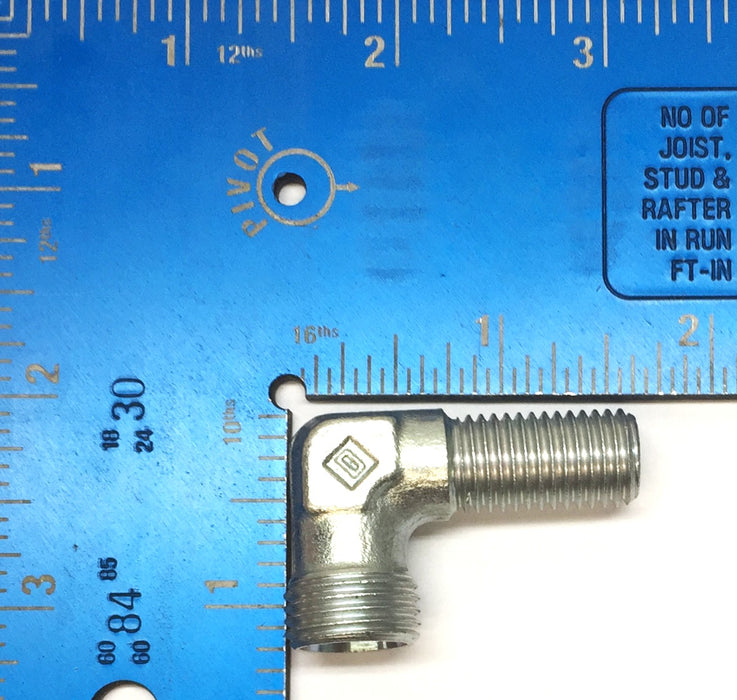 Wira Steel 90-Degree 1/2"-20 Male x M16-1.5 Male Threaded Elbow Fitting NOS