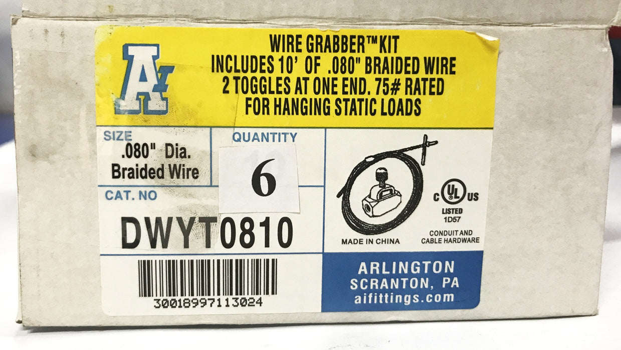 Arlington Wire Grabber Kit DWYT0810 [Lot of 6] NOS
