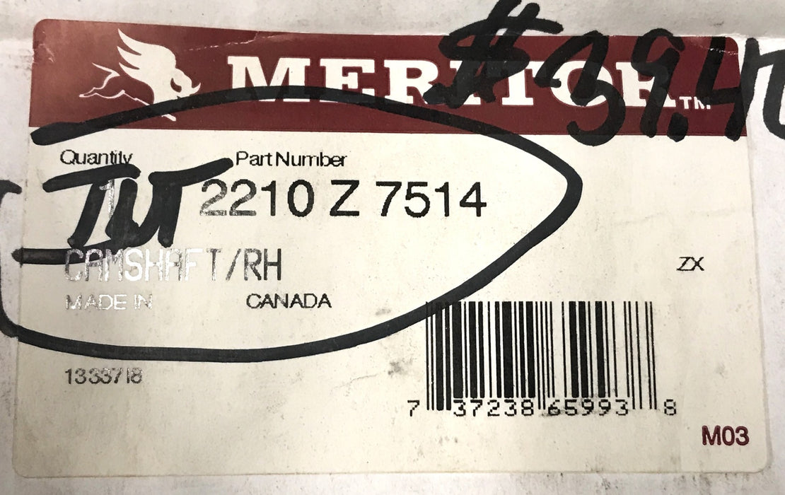 Meritor Air Brake Camshaft Drive 2210 Z 7514 NOS