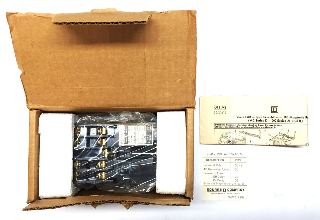 Square D 8-Contact GO-80 Rating 120-60/110-50 AC Control Relay 78281 (8501) NOS