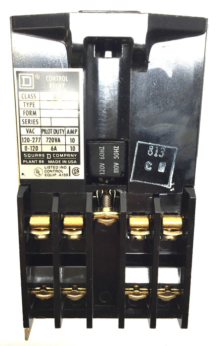 Square D 8-Contact GO-80 Rating 120-60/110-50 AC Control Relay 78281 (8501) NOS