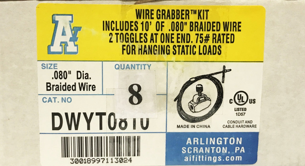 Arlington Wire Grabber Kit DWYT0810 [Lot of 8] NOS