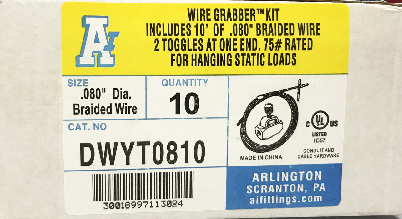 Arlington Wire Grabber Kit DWYT0810 [Lot of 10] NOS