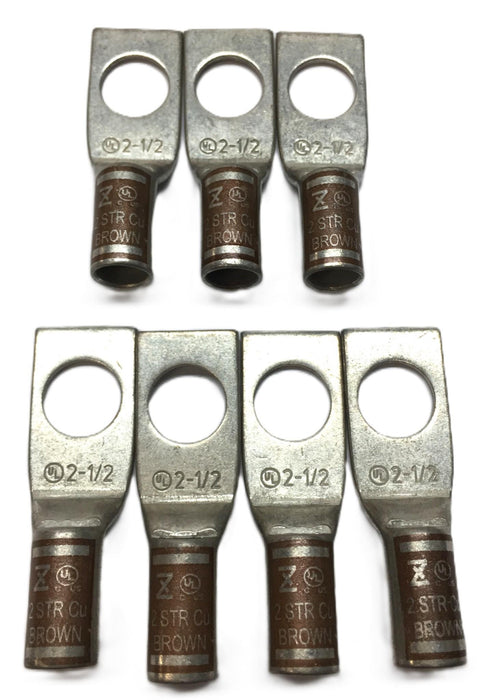 Ferrules Direct 2 STR Cu Brown 2-1/2 1-Hole Short Barrel Cable Lug [Lot of 7]NOS