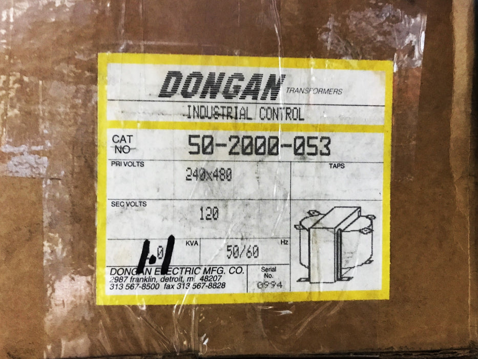 Dongan Industrial Control Transformer 50-2000-053 NOS