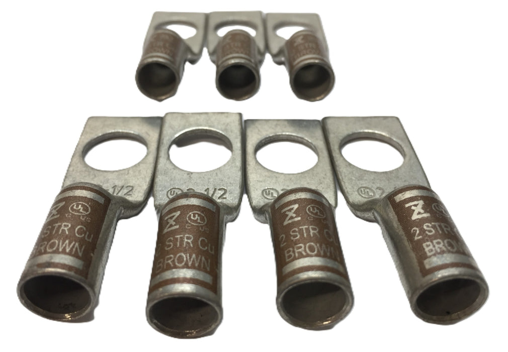 Ferrules Direct 2 STR Cu Brown 2-1/2 1-Hole Short Barrel Cable Lug [Lot of 7]NOS