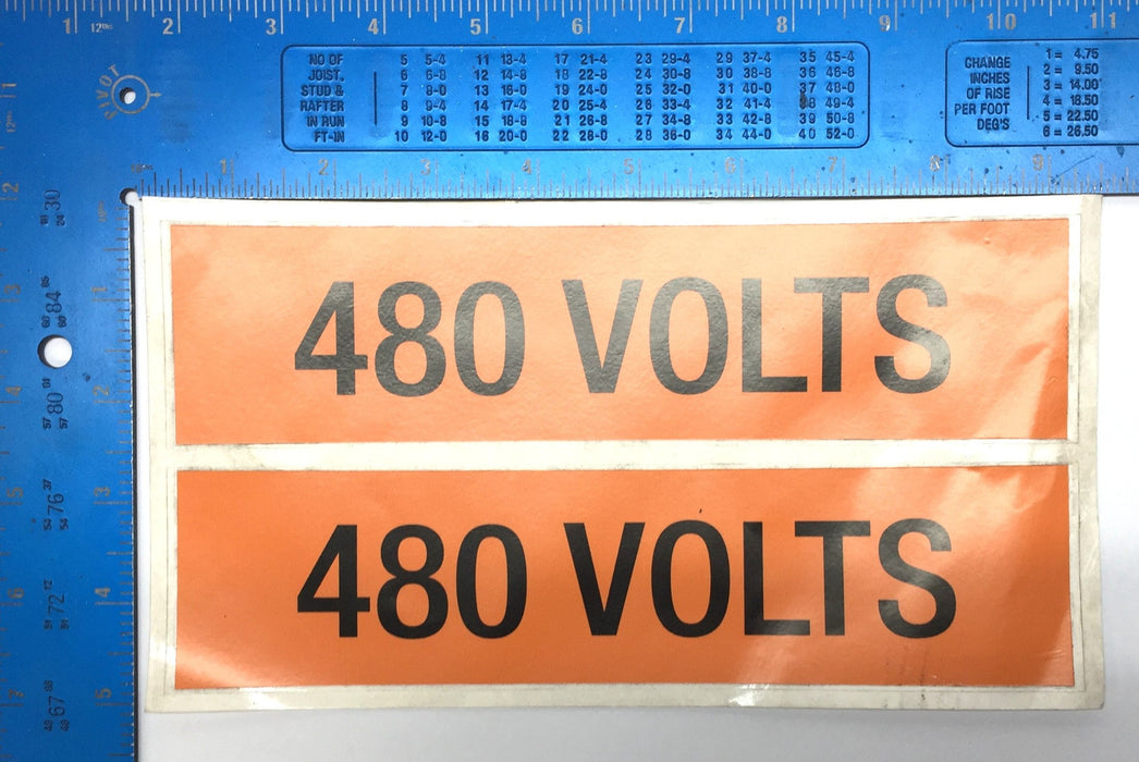 Pro-Tech Graphics Bla/Ora 9" x 2-1/4" 480 Volts Sticker [Lot of 10] P008798 NOS