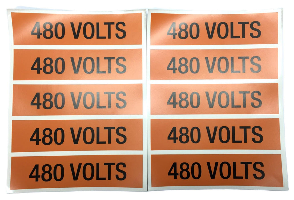 Pro-Tech Graphics Bla/Ora 9" x 2-1/4" 480 Volts Sticker [Lot of 10] P008798 NOS