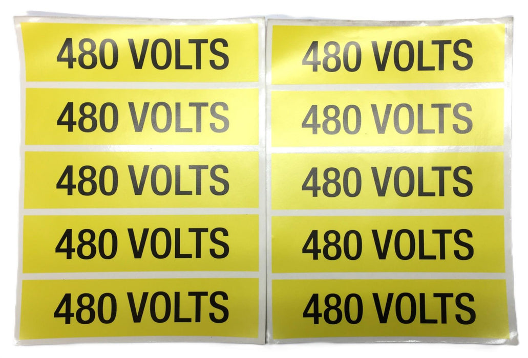 Unbranded Black/Yellow 9" x 2-1/4" 480 Volts Sticker [Lot of 10] NOS