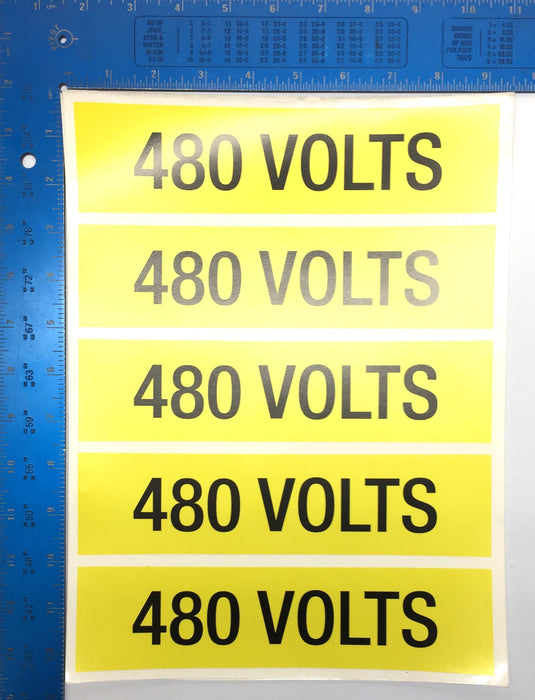 Unbranded Black/Yellow 9" x 2-1/4" 480 Volts Sticker [Lot of 10] NOS