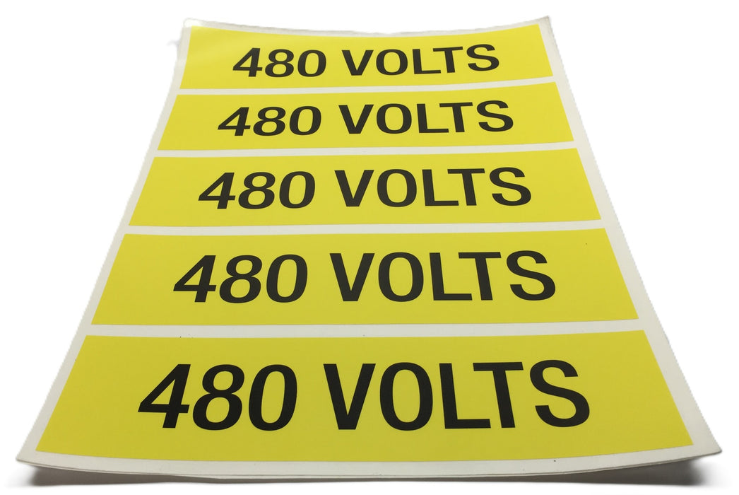 Unbranded Black/Yellow 9" x 2-1/4" 480 Volts Sticker [Lot of 10] NOS