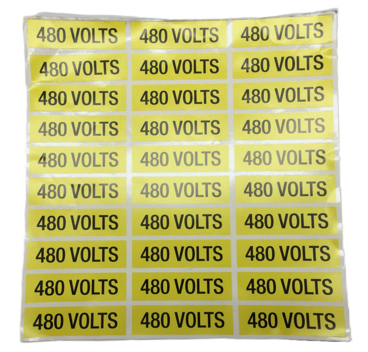 Unbranded Black/Yellow 4" x 1" 480 Volts Sticker [1 Sheet/Lot of 30] NOS