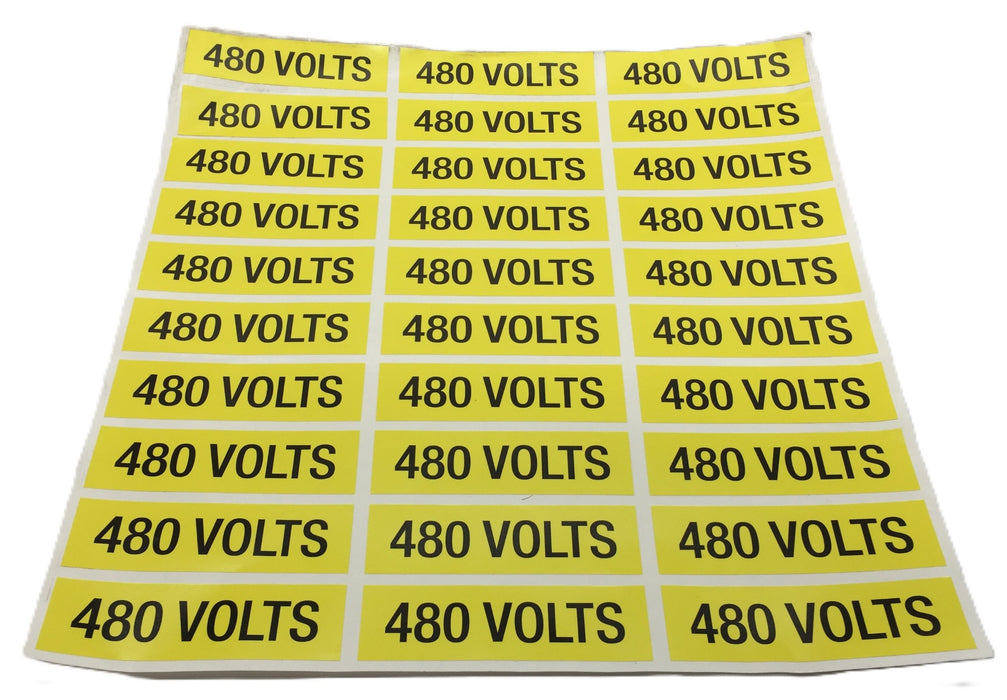 Unbranded Black/Yellow 4" x 1" 480 Volts Sticker [1 Sheet/Lot of 30] NOS