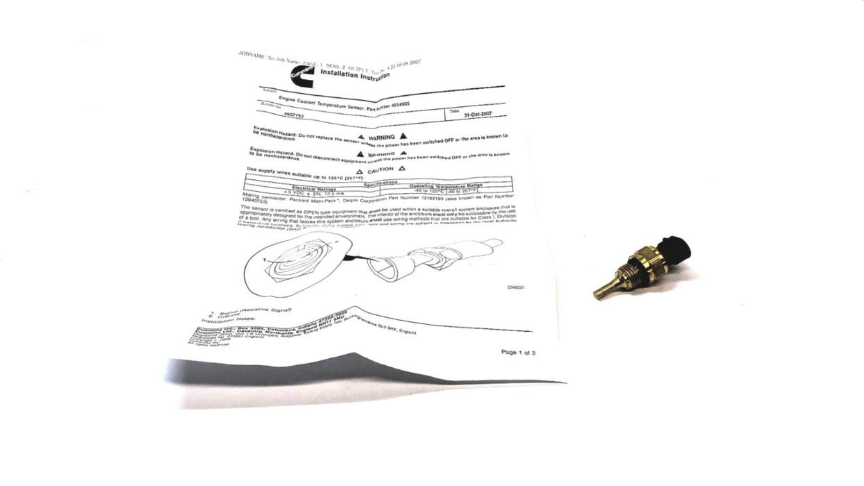 Cummins Coolant Temperature Sensor 4954905 NOS
