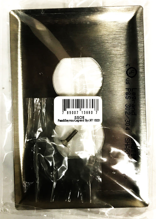 Pass & Seymour Stainless Steel 1-Gang 2-Hole Wall Plate SS08 [Lot of 6] NOS