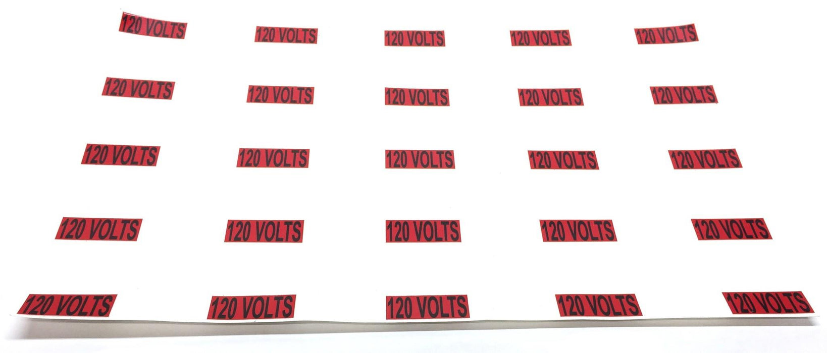 Unbranded Black/Red 1-1/4" x 1/2" 120 Volts Sticker [Lot of 25] NOS