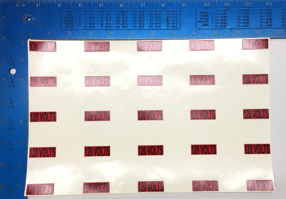 Unbranded Black/Red 1-1/4" x 1/2" 120 Volts Sticker [Lot of 25] NOS